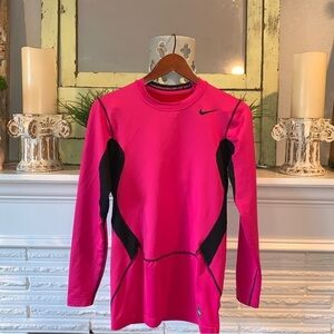 Nike Pro Combat Compression Pink & Black Long Sleeve Cold Weather Active Top L
